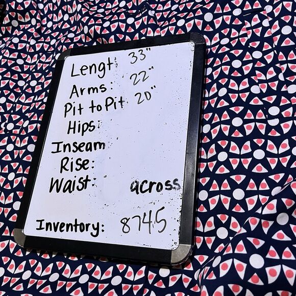 Eden Court Navy Cream Coral Geometric Preppy 3/4 Bell Sleeve Button Jacket XL - Picture 13 of 13